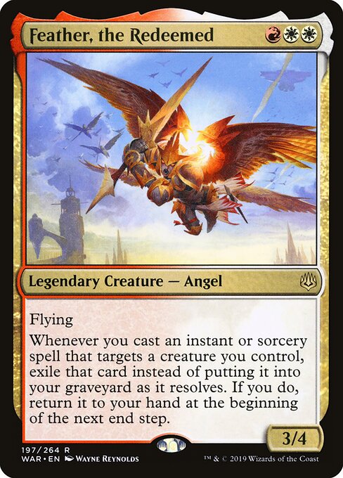 Feather, the Redeemed - War of the Spark (#197) - Illustrated by Wayne Reynolds - Magic: The Gathering Card