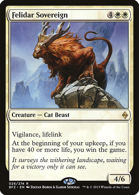 Felidar Sovereign - Battle for Zendikar (#26) - Illustrated by Zoltan Boros & Gabor Szikszai - Magic: The Gathering Card