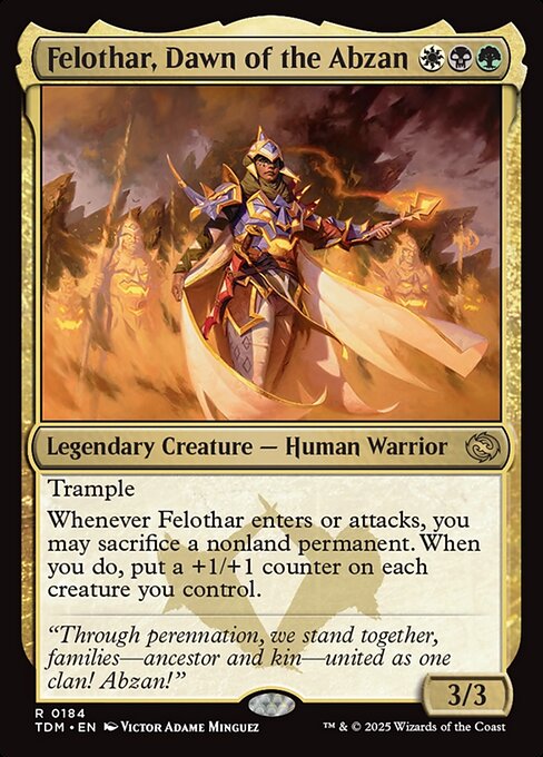 Felothar, Dawn of the Abzan - Tarkir: Dragonstorm (#184) - Illustrated by Victor Adame Minguez - Magic: The Gathering Card