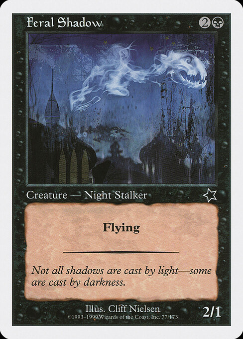 Feral Shadow - Starter 1999 (#77) - Illustrated by Cliff Nielsen - Magic: The Gathering Card