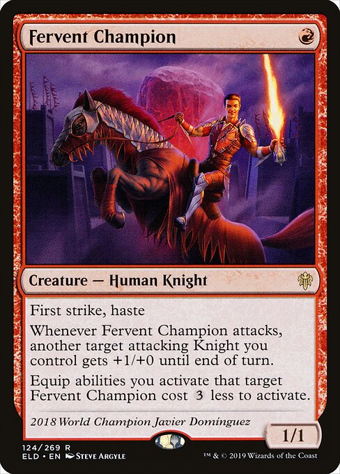 열정적인 용사 (Fervent Champion) - Throne of Eldraine (#124) - Illustrated by Steve Argyle - Magic: The Gathering Card