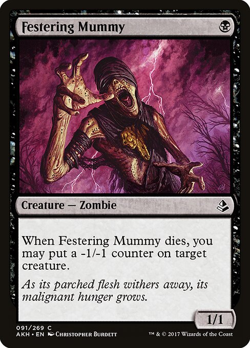 Festering Mummy - Amonkhet (#91) - Illustrated by Christopher Burdett - Magic: The Gathering Card