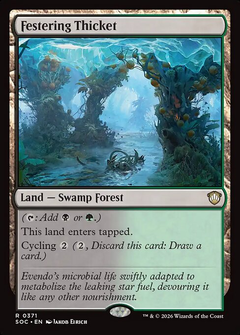 Festering Thicket - Secrets of Strixhaven Commander (#371) - Illustrated by Jakob Eirich - Magic: The Gathering Card