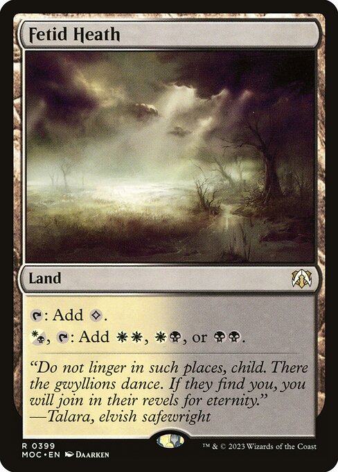 恶臭荒原 (Fetid Heath) - March of the Machine Commander (#399) - Illustrated by Daarken - Magic: The Gathering Card