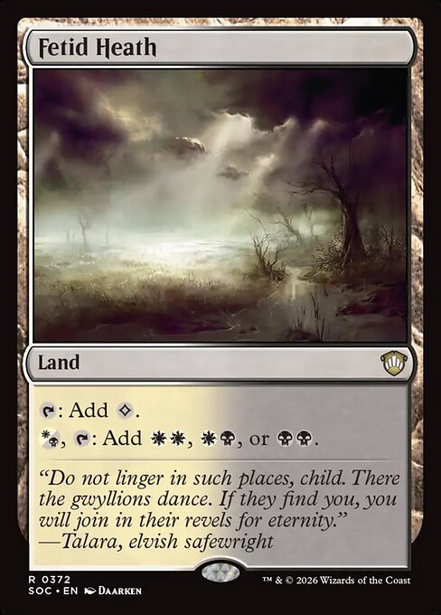 Fetid Heath - Secrets of Strixhaven Commander (#372) - Illustrated by Daarken - Magic: The Gathering Card