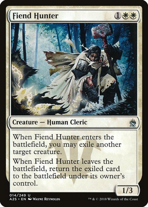 悪鬼の狩人 (Fiend Hunter) - Masters 25 (#14) - Illustrated by Wayne Reynolds - Magic: The Gathering Card
