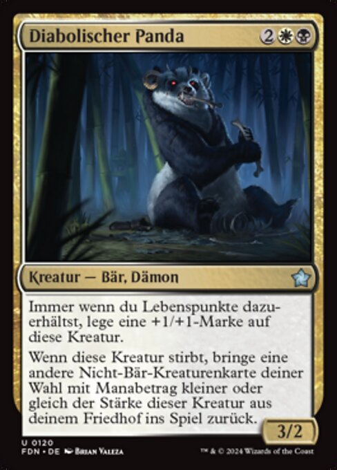 Pandamonio (Fiendish Panda) - Foundations (#120) - Illustrated by Brian Valeza - Magic: The Gathering Card