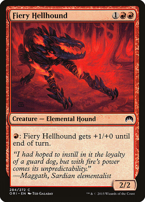 Fiery Hellhound - Magic Origins (#284) - Illustrated by Ted Galaday - Magic: The Gathering Card