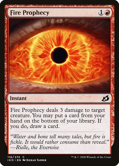 烈火预言 (Fire Prophecy) - Ikoria: Lair of Behemoths (#116) - Illustrated by Kieran Yanner - Magic: The Gathering Card