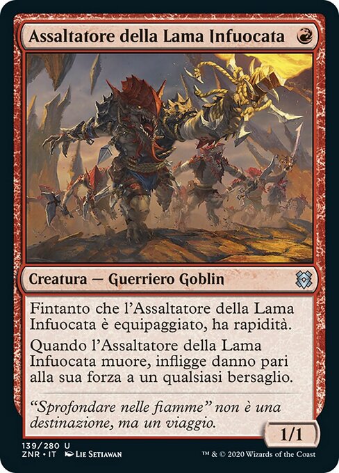 火刃の突撃者 (Fireblade Charger) - Zendikar Rising (#139) - Illustrated by Lie Setiawan - Magic: The Gathering Card