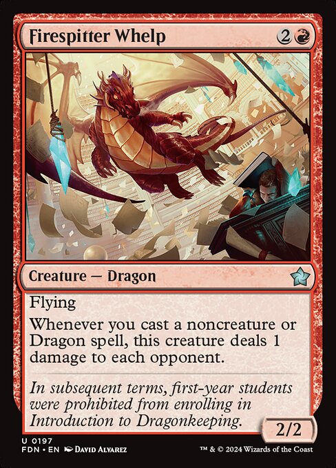 Cría escupefuego (Firespitter Whelp) - Foundations (#197) - Illustrated by David Álvarez - Magic: The Gathering Card