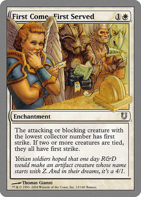 First Come, First Served - Unhinged (#12) - Illustrated by Thomas Gianni - Magic: The Gathering Card