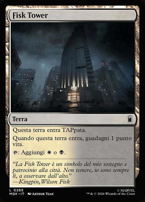 Torre Fisk (Fisk Tower) - Marvel Super Heroes (#265) - Illustrated by Arthur Yuan - Magic: The Gathering Card