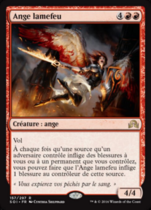 화염검을 든 천사 (Flameblade Angel) - Shadows over Innistrad (#157) - Illustrated by Cynthia Sheppard - Magic: The Gathering Card