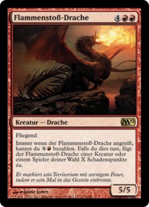 Dragon à la salve de flammes (Flameblast Dragon) - Magic 2012 (#133) - Illustrated by Jaime Jones - Magic: The Gathering Card