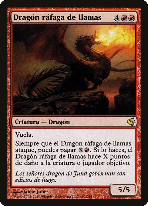 Dragón ráfaga de llamas (Flameblast Dragon) - Salvat 2011 (#102) - Illustrated by Jaime Jones - Magic: The Gathering Card