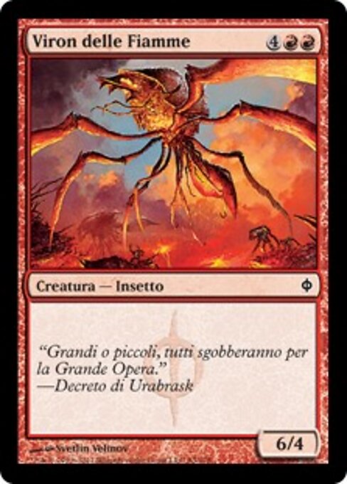 Flammengeborenes Viron (Flameborn Viron) - New Phyrexia (#83) - Illustrated by Svetlin Velinov - Magic: The Gathering Card