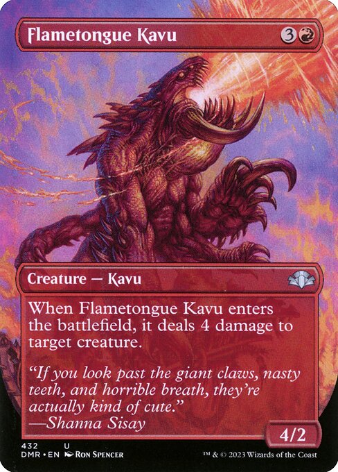 Kavu de Língua Flamejante (Flametongue Kavu) - Dominaria Remastered (#432) - Illustrated by Ron Spencer - Magic: The Gathering Card