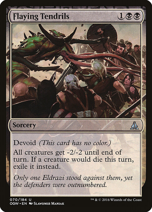 Flaying Tendrils - Oath of the Gatewatch (#70) - Illustrated by Slawomir Maniak - Magic: The Gathering Card
