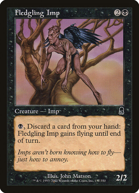 Demonietto Novello (Fledgling Imp) - Odyssey (#137) - Illustrated by John Matson - Magic: The Gathering Card