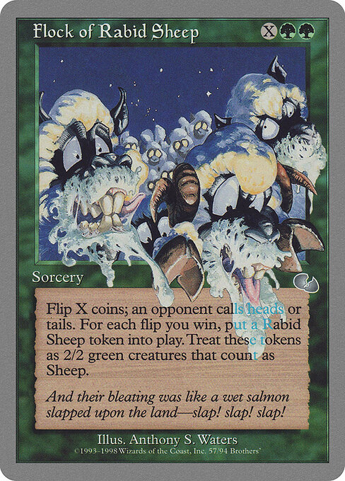 Flock of Rabid Sheep - Unglued (#57) - Illustrated by Anthony S. Waters - Magic: The Gathering Card