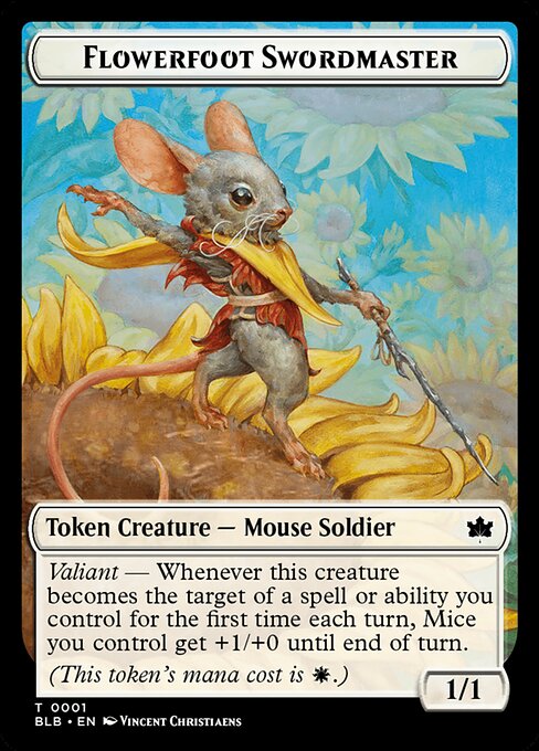 Espadachina floridiestra (Flowerfoot Swordmaster) - Bloomburrow (#14) - Illustrated by Aaron Miller - Magic: The Gathering Card