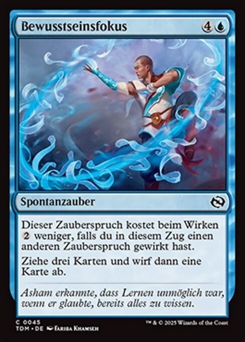 Bewusstseinsfokus (Focus the Mind) - Tarkir: Dragonstorm (#45) - Illustrated by Fariba Khamseh - Magic: The Gathering Card