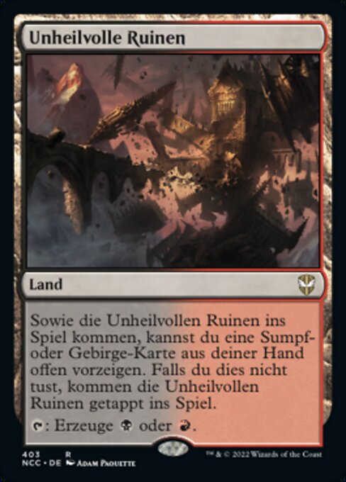 惡兆遺跡 (Foreboding Ruins) - New Capenna Commander (#403) - Illustrated by Adam Paquette - Magic: The Gathering Card