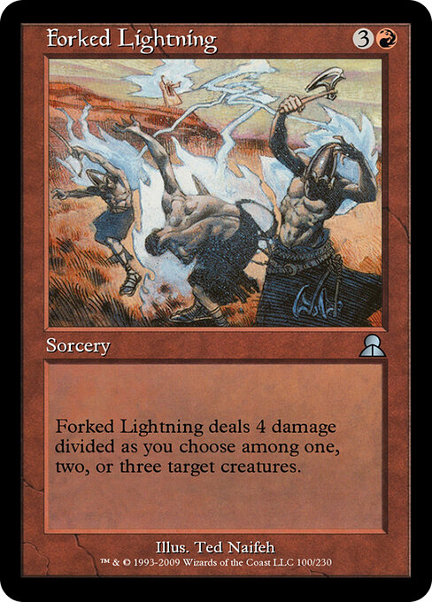 Forked Lightning - Masters Edition III (#100) - Illustrated by Ted Naifeh - Magic: The Gathering Card