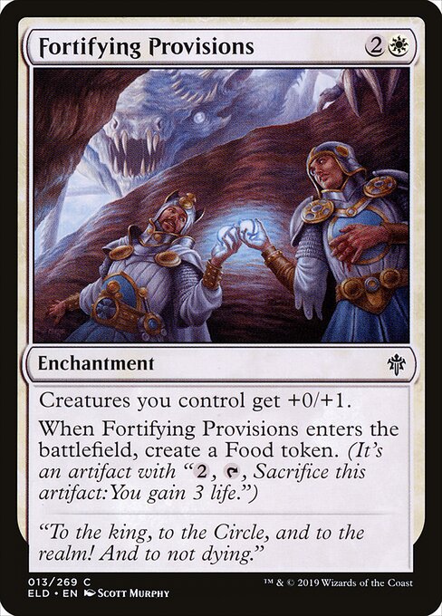 Provviste Fortificanti (Fortifying Provisions) - Throne of Eldraine (#13) - Illustrated by Scott Murphy - Magic: The Gathering Card