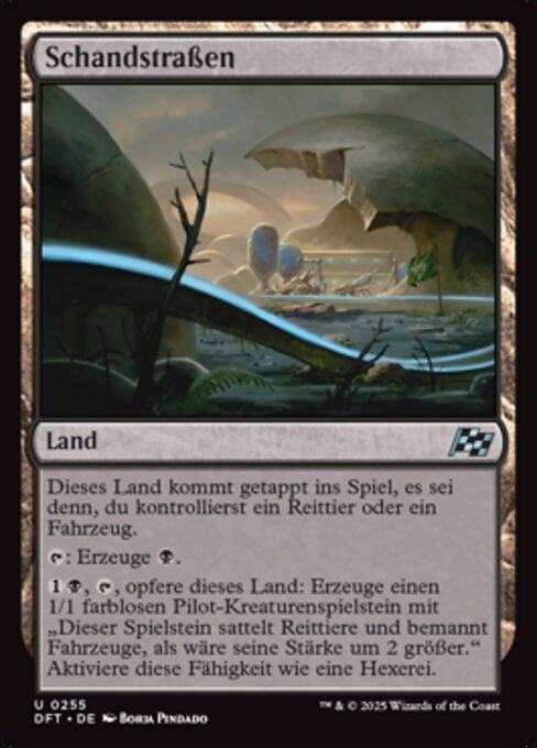 不浄の道路 (Foul Roads) - Aetherdrift (#255) - Illustrated by Borja Pindado - Magic: The Gathering Card