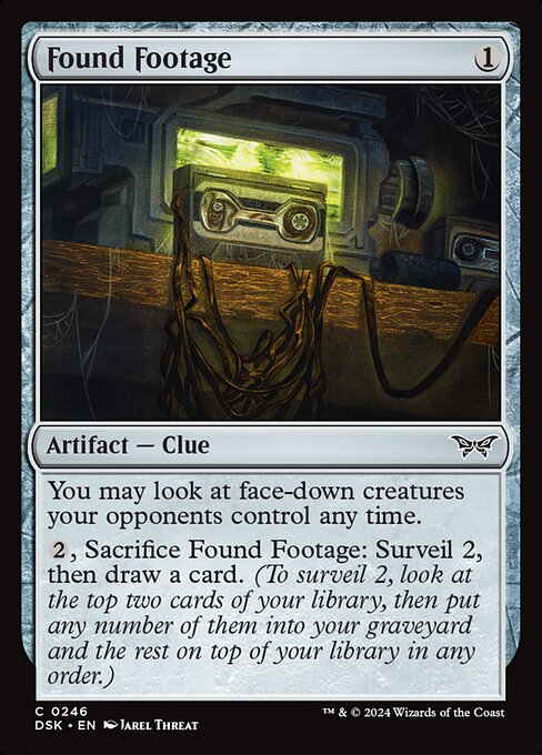 Materiale Ritrovato (Found Footage) - Duskmourn: House of Horror (#246) - Illustrated by Jarel Threat - Magic: The Gathering Card