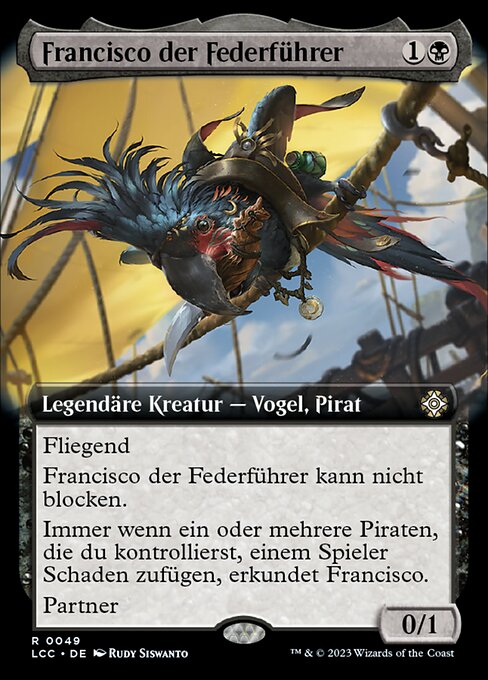 Francisco der Federführer (Francisco, Fowl Marauder) - The Lost Caverns of Ixalan Commander (#49) - Illustrated by Rudy Siswanto - Magic: The Gathering Card