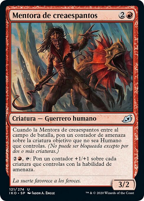 Mentora da Gola do Pavor (Frillscare Mentor) - Ikoria: Lair of Behemoths (#121) - Illustrated by Jason A. Engle - Magic: The Gathering Card