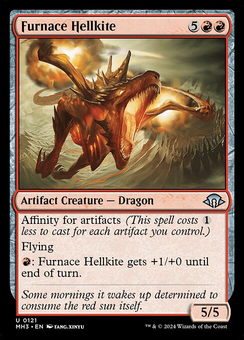 焼炉のヘルカイト (Furnace Hellkite) - Modern Horizons 3 (#121) - Illustrated by Fang Xinyu - Magic: The Gathering Card