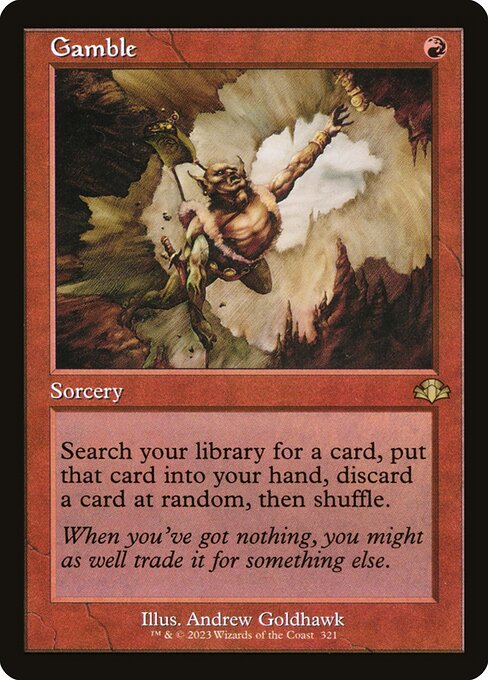 Arriesgar (Gamble) - Dominaria Remastered (#321) - Illustrated by Andrew Goldhawk - Magic: The Gathering Card