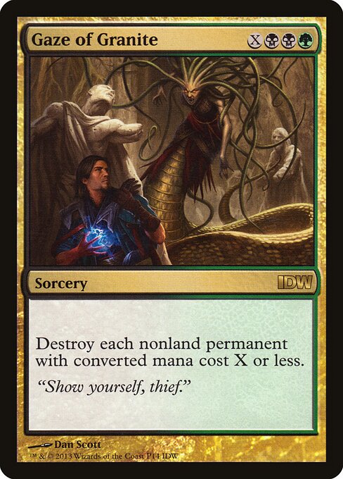 Mirada de granito (Gaze of Granite) - Dragon's Maze (#72) - Illustrated by Nils Hamm - Magic: The Gathering Card