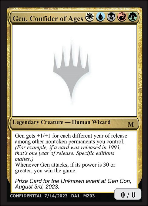Gen, Confider of Ages - Unknown Event (#MZ03) - Magic: The Gathering Card