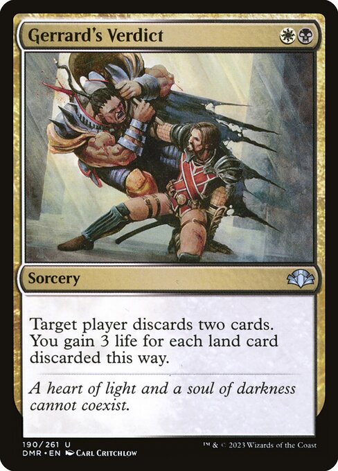 Gerrard's Verdict - Dominaria Remastered (#190) - Illustrated by Carl Critchlow - Magic: The Gathering Card