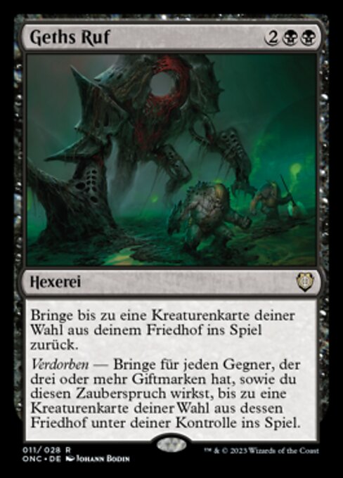 ゲスの召喚 (Geth's Summons) - Phyrexia: All Will Be One Commander (#49) - Illustrated by Johann Bodin - Magic: The Gathering Card