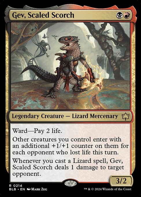 Gev, Scaled Scorch - Bloomburrow (#214) - Illustrated by Mark Zug - Magic: The Gathering Card