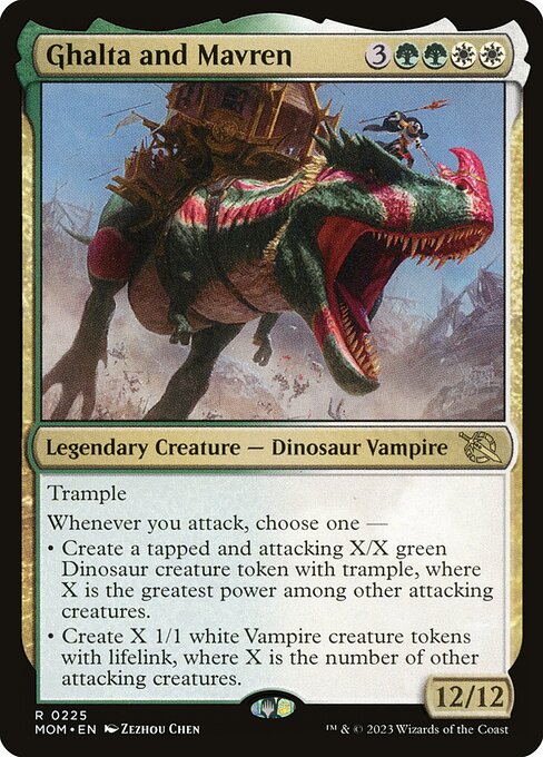 Ghalta and Mavren - March of the Machine (#225) - Illustrated by Zezhou Chen - Magic: The Gathering Card