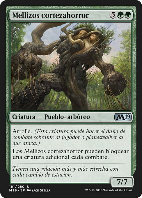 Mellizos cortezahorror (Ghastbark Twins) - Core Set 2019 (#181) - Illustrated by Zack Stella - Magic: The Gathering Card