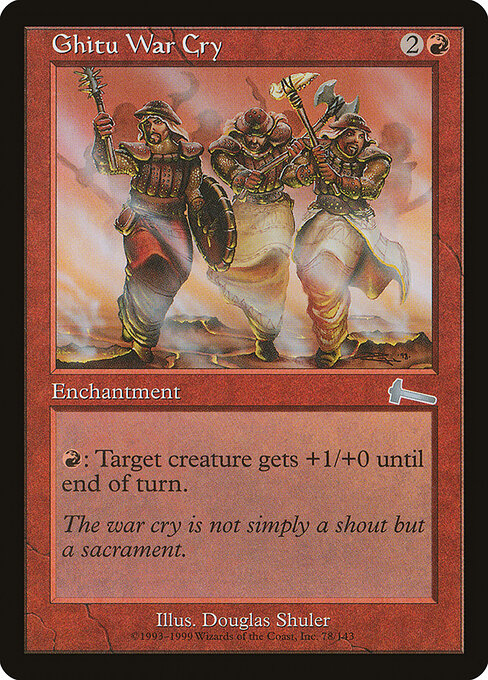 Ghitu War Cry - Urza's Legacy (#78) - Illustrated by Douglas Shuler - Magic: The Gathering Card