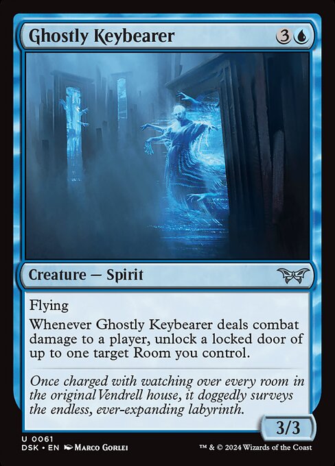 Schlüsselhüter-Phantom (Ghostly Keybearer) - Duskmourn: House of Horror (#61) - Illustrated by Marco Gorlei - Magic: The Gathering Card
