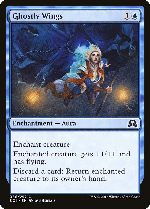 Ghostly Wings - Shadows over Innistrad (#66) - Illustrated by Josu Hernaiz - Magic: The Gathering Card