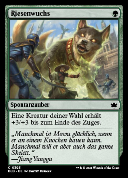 Riesenwuchs (Giant Growth) - Bloomburrow (#393) - Illustrated by Dmitry Burmak - Magic: The Gathering Card