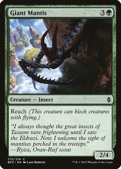 Giant Mantis - Battle for Zendikar (#173) - Illustrated by Lake Hurwitz - Magic: The Gathering Card