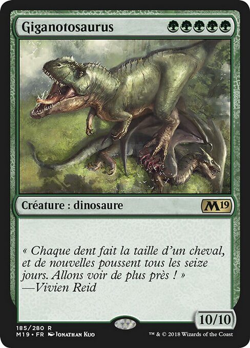 기간토사우르스 (Gigantosaurus) - Core Set 2019 (#185) - Illustrated by Jonathan Kuo - Magic: The Gathering Card