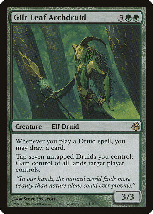 Güldenlaub-Erzdruide (Gilt-Leaf Archdruid) - Morningtide (#124) - Illustrated by Steve Prescott - Magic: The Gathering Card